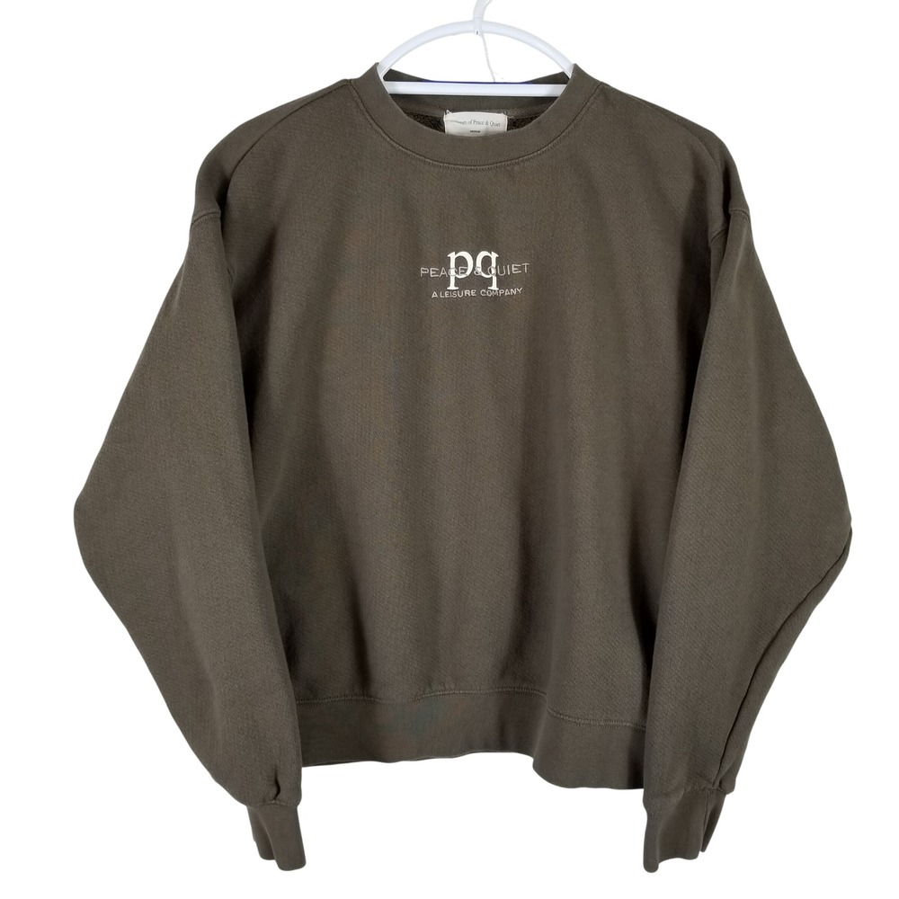 Museum of Peace & Quiet Sweatshirt Mens Medium Brown Leisure Company Crewneck